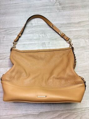Rebecca Minkoff Blythe Camel/Tan Pebbled Studded Leather Hobo Shoulder Bag